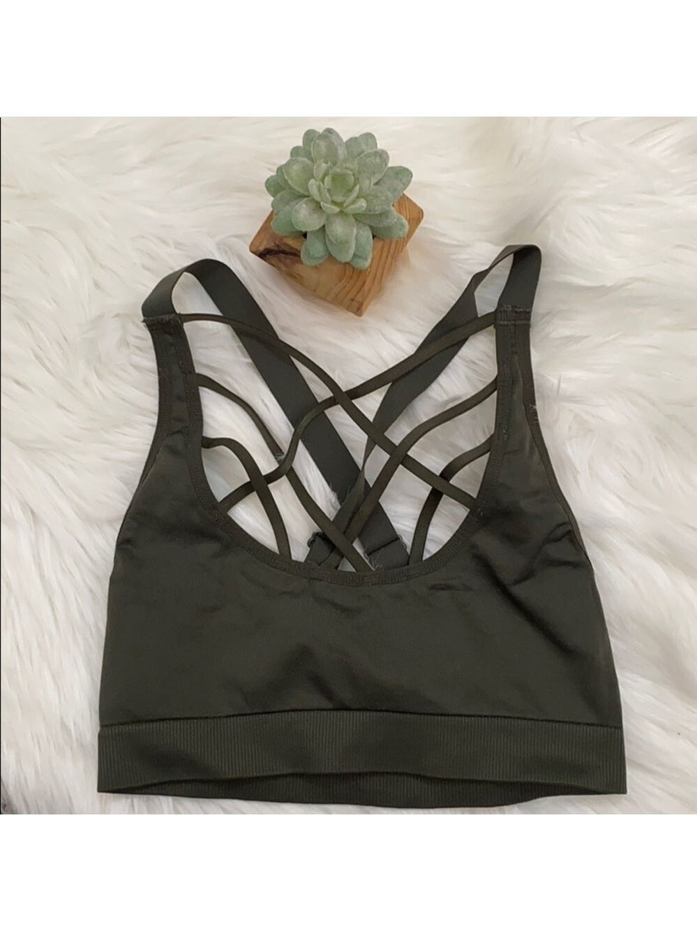 NWOT Victoria Sport army green sports bra